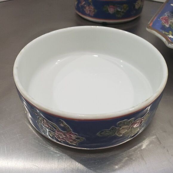 Bonsai Medallion Plate w/ 4 rice bowls Macau - Picture 6 of 9